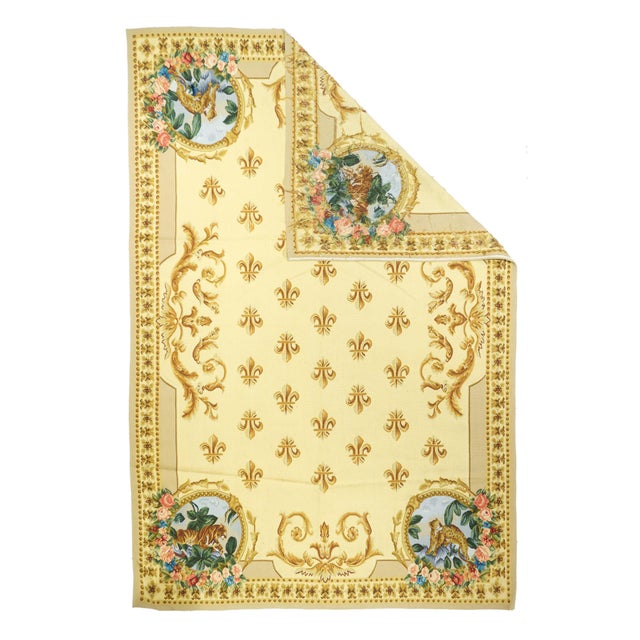 Aubusson Flat Weave Wool Rug 6'0" x 9'0". Refers generally to modern carpets in tapestry technique and inspired by French...