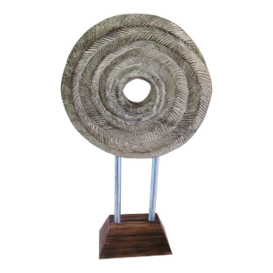 Large Hand Carved Heavy Ash Wood Sculptural Universal Symbol for a Galaxy