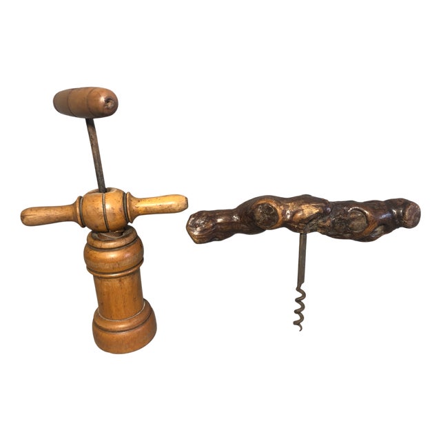 Wood Corkscrews, Set of 2 For Sale