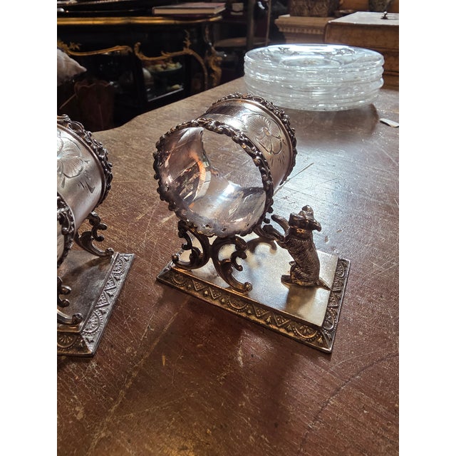Late 19th Century Pair of Antique Figural Napkin Rings With Dogs For Sale - Image 5 of 6