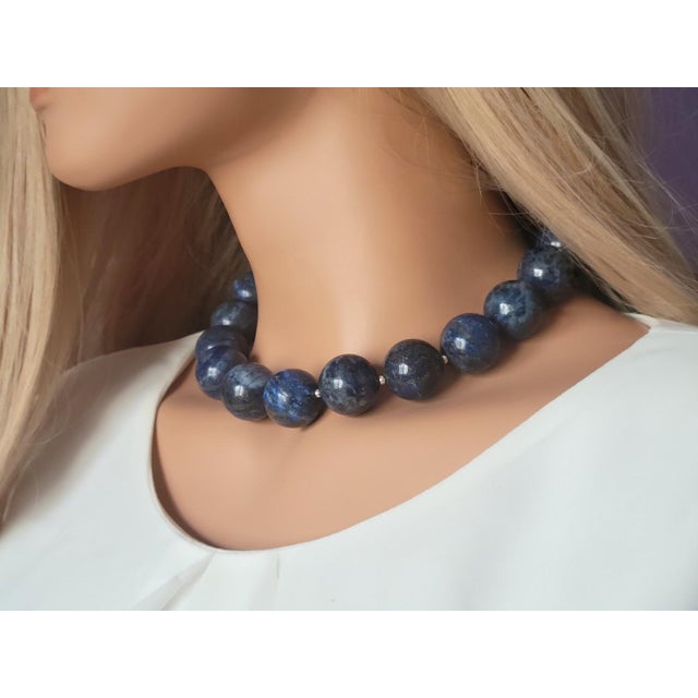 Natural Lapis Lazuli Necklace With Agate Druzy Clasp For Sale In Cleveland - Image 6 of 7