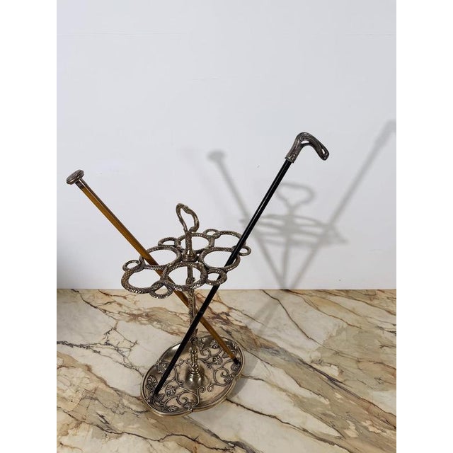 Art Nouveau Style Brass Umbrella and Walking Stick Stand with Intertwined Snakes, 1970s For Sale - Image 16 of 18