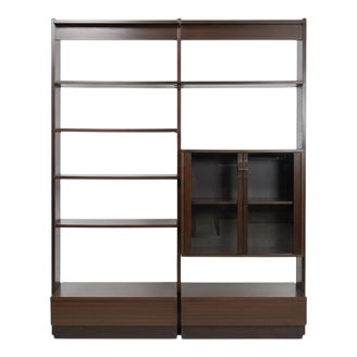 Large Modular Wall Unit with Glass Cabinet For Sale