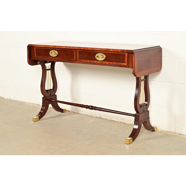 Baker Furniture English Regency Lyre Base Console or Sofa Table For Sale - Image 13 of 13