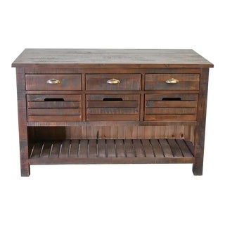 Crafters and Weavers Barlow Crate Kitchen Island - Rustic Brown For Sale