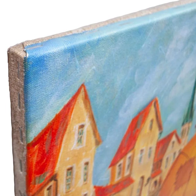 2012 Vlad Pronkin Original "Big Pear in an Old City" Surrealist Painting, Signed For Sale - Image 9 of 13