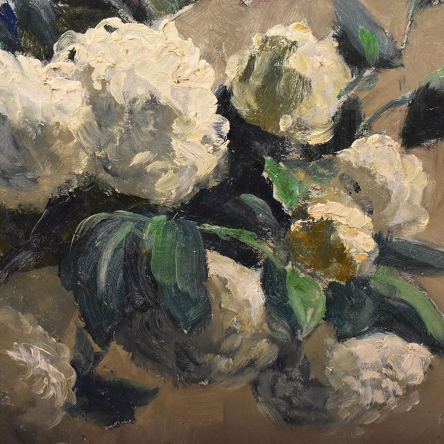 Georges Mouton, Art Nouveau Still Life with Flower Vase, 20th Century, Oil on Canvas, Framed For Sale - Image 8 of 11