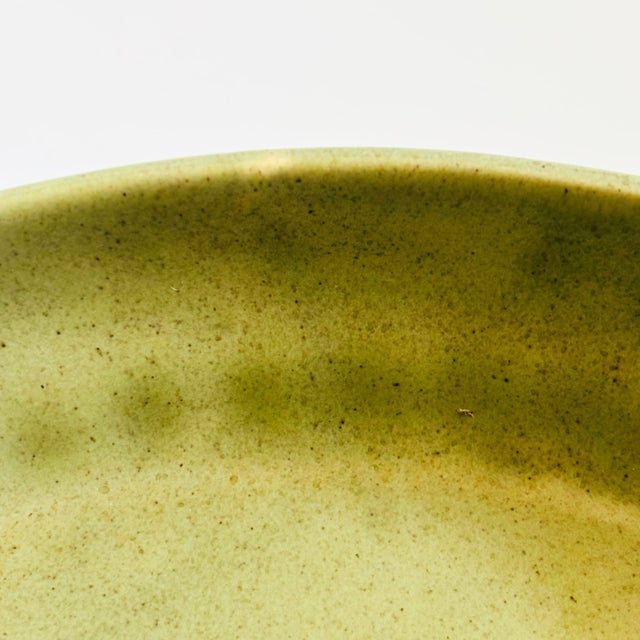 Ceramic Haeger Speckled Green Oval Pottery Bowl For Sale - Image 7 of 9