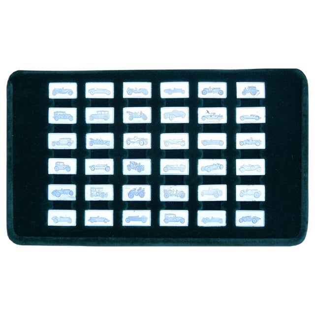 Italian 35 Silver Miniatures of Vintage Cars For Sale