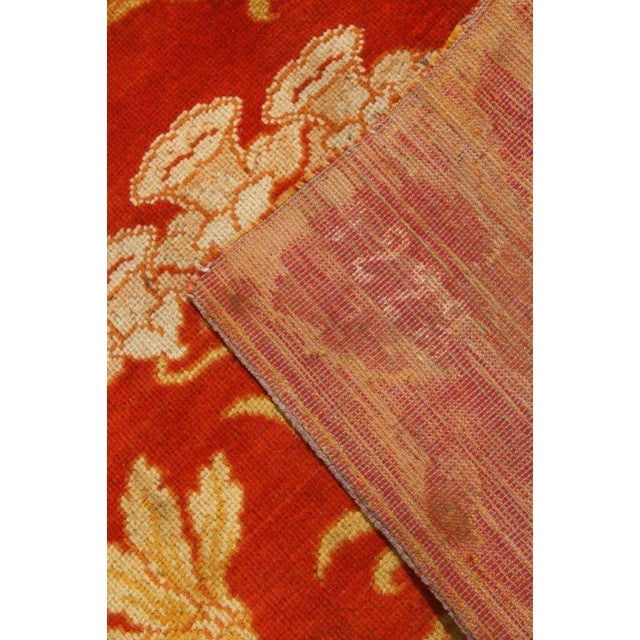 Antique Hooked Silk Rug in Red and Beige Floral Patterns - Rug & Kilim For Sale In New York - Image 6 of 7