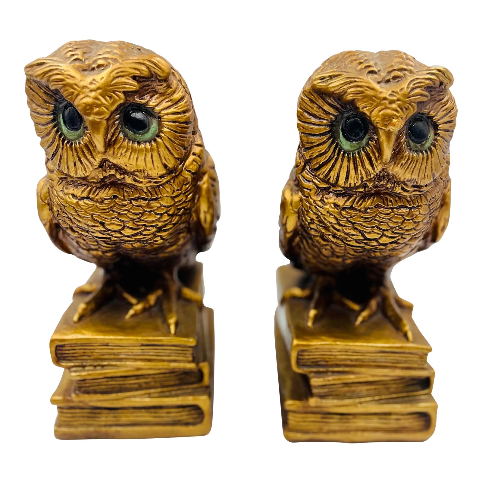 Pair of Progressive Art Products Large Golden Owl Bookends