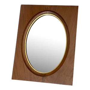 Vintage Traditional Walnut Wood & Gold Finish Table Top Mirror