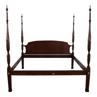 Henkel Harris Rice Carved Mahogany King Bed For Sale