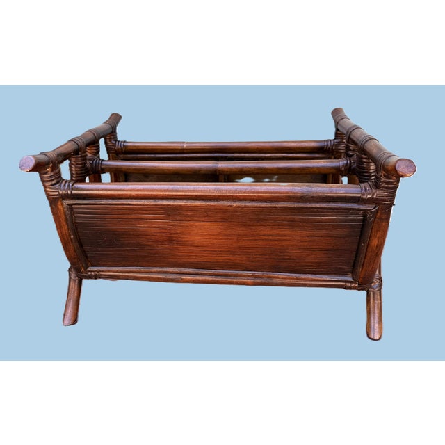 Brown Vintage Bamboo Magazine Rack For Sale - Image 8 of 10