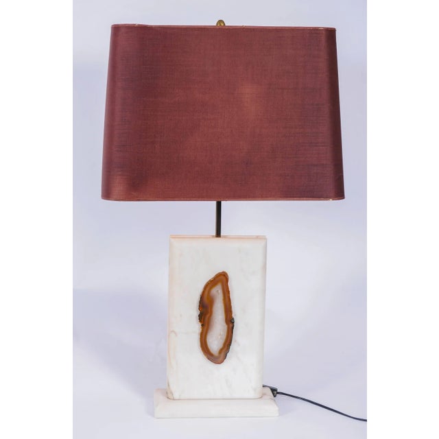 Marble Table Lamp with Agate, 1970s For Sale - Image 4 of 8