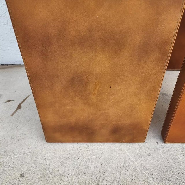 MCM Leather Side Tables Waterfall Pair For Sale - Image 11 of 11