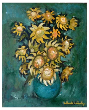 Laimdots Murnieks, Sunflowers, Oil on Cardboard