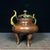 This is a finely cast vintage Chinese bronze censer, designed for burning incense. It features a compressed, rounded body...