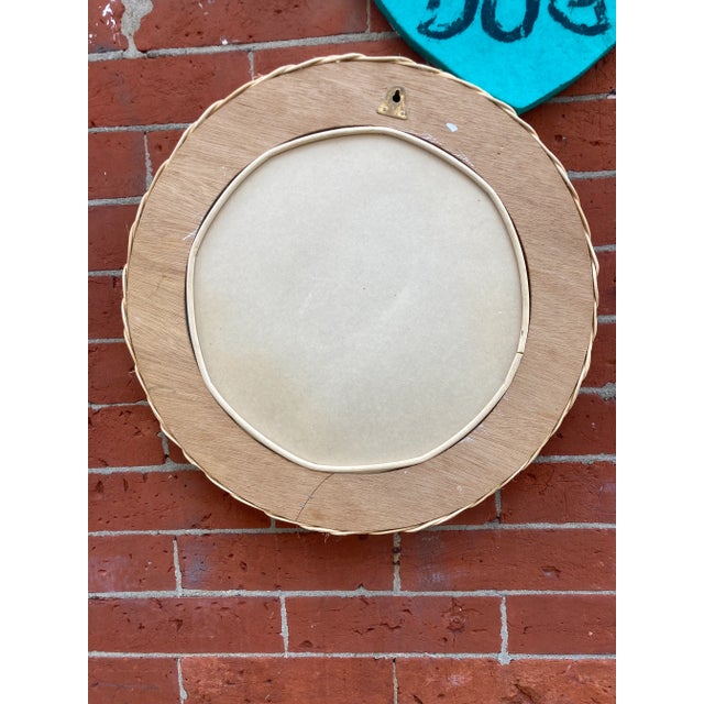 1970s Round Wicker Framed Mirror For Sale - Image 4 of 7