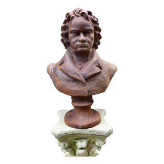 Weathered Cast Iron Bust of Ludwig Van Beethoven, 1930 For Sale