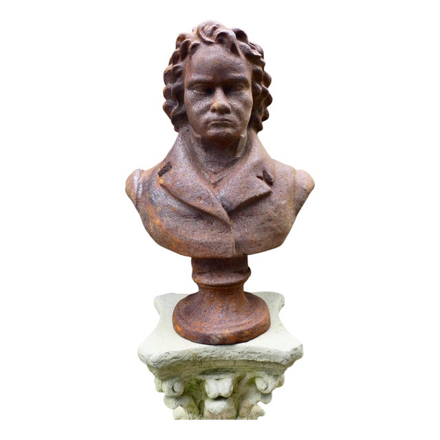 Weathered Cast Iron Bust of Ludwig Van Beethoven, 1930 For Sale