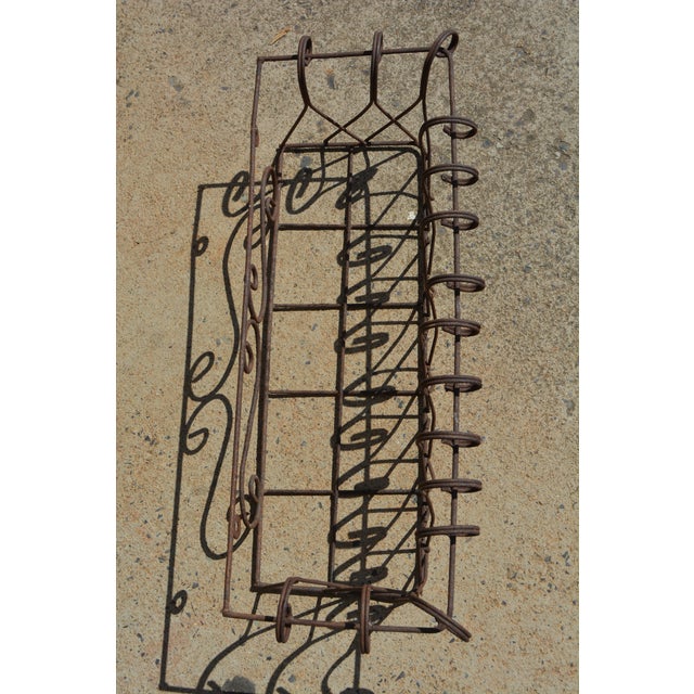 Vintage Pair Brown Scroll Metal / Wire Rectangle Wall Planters Window Boxes For Sale - Image 11 of 16