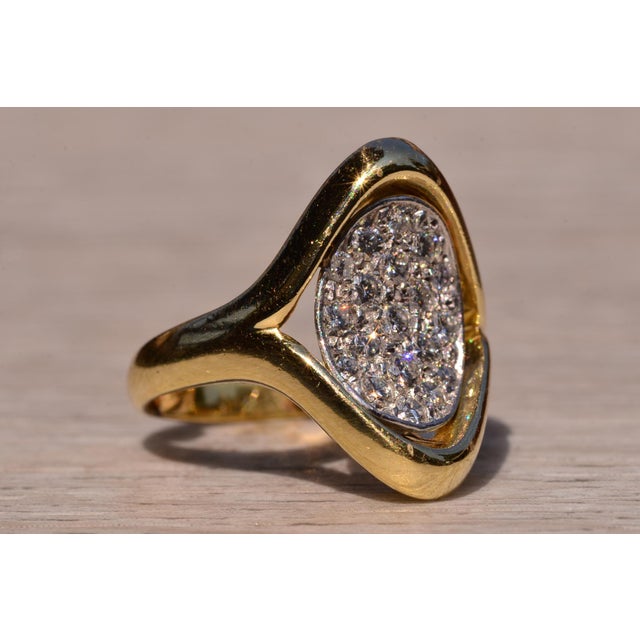 Gold The Tyler Road: Mid Century Modern Two Tone Diamond Ring For Sale - Image 8 of 11