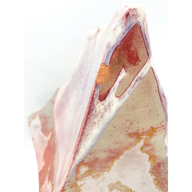 Late 20th Century 13" Tony Evans 20th Century Pink Mountain Boulder Raku Ancient Sands Vase For Sale - Image 5 of 11