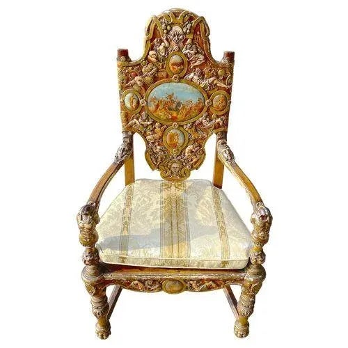 Antique Carved Ancient Roman History Armchair For Sale - Image 13 of 13