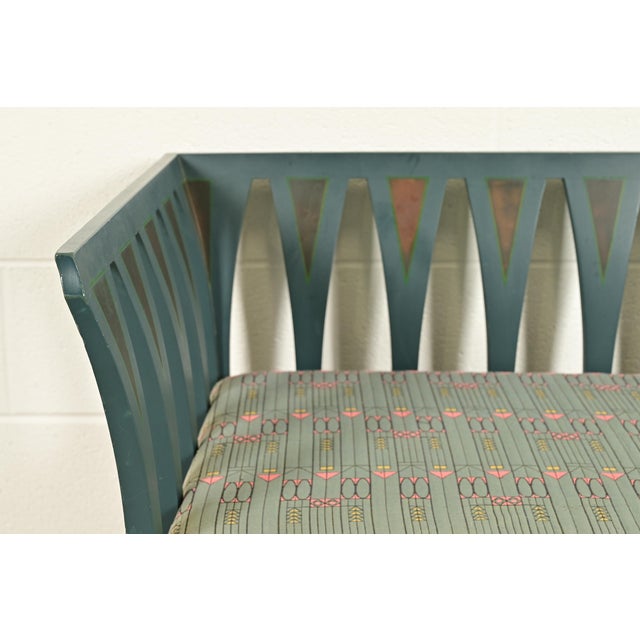 1980s Eliel Saarinen Cranbrook "The Blue Settee" Art Nouveau Settle Sofa or Bench For Sale - Image 5 of 12