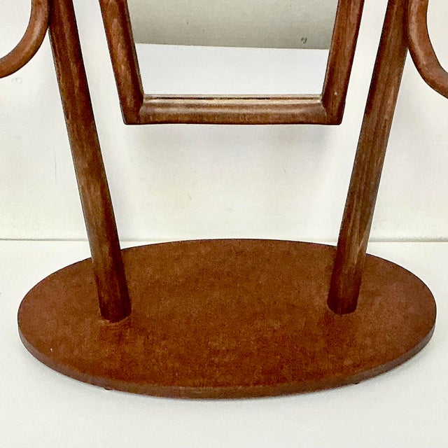 1940s Vintage Italian Boho Chic Bentwood Sticks and Ball Tabletop Mirror With Hat Rack, After Franco Albini For Sale - Image 6 of 16