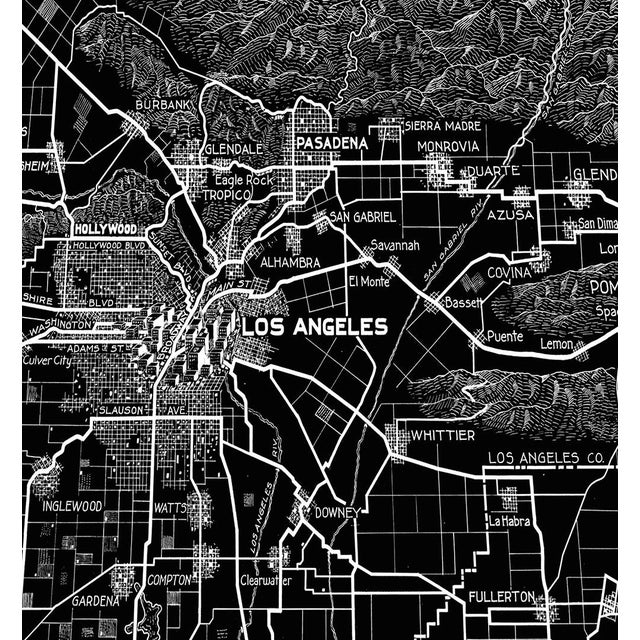 Los Angeles Black and White Map Print Chairish