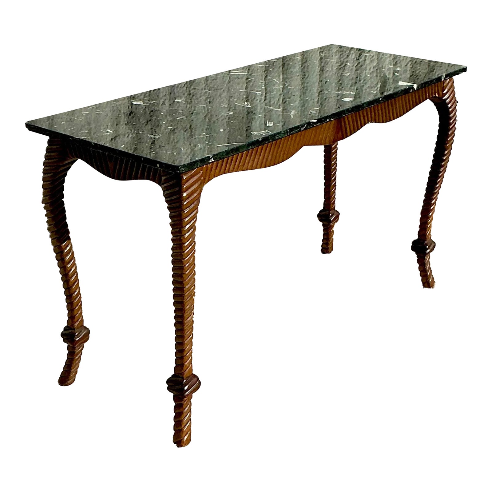Vintage Regency Carved Rope Console Table | Chairish