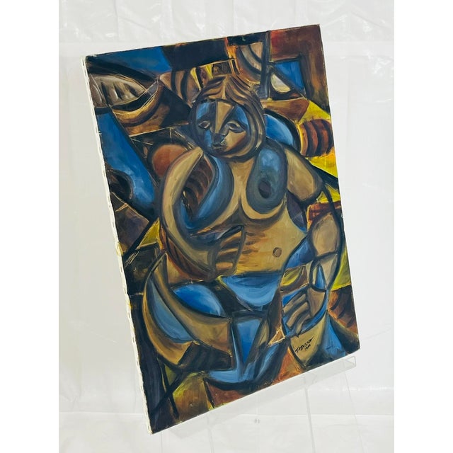 Romeo Tabuena Signed 1983 Abstract Figurative Oil on Canvas Filipino Art For Sale - Image 4 of 17