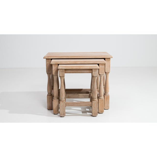 1970s Set Of Three Oak Nesting Tables For Sale - Image 12 of 13