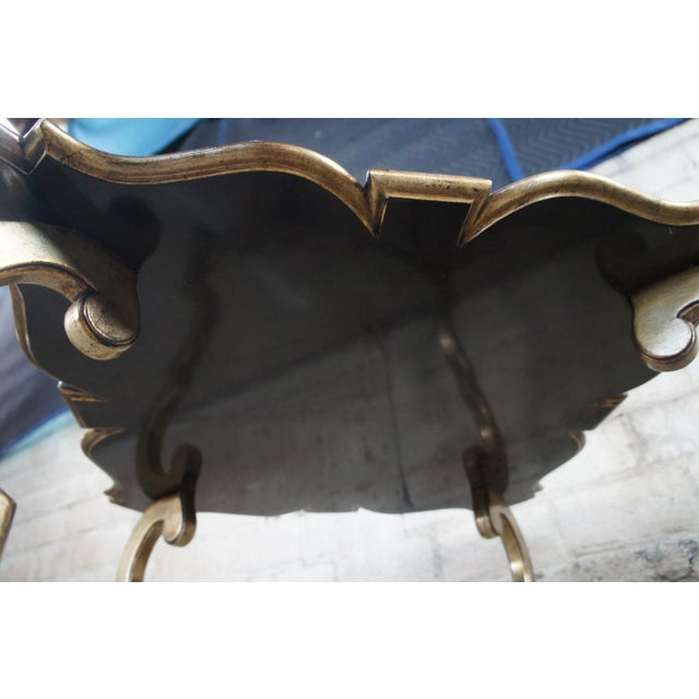 2 Contemporary Champagne & Black Crackled Modern Side End Tables Pair For Sale - Image 11 of 12