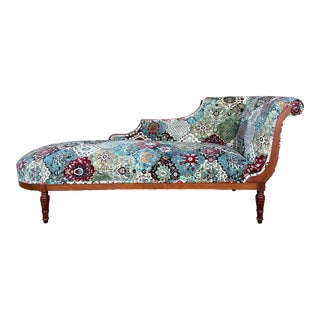 Antique Chaise Lounge Recovered in House of Hackney Fabric For Sale