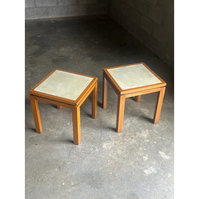 Mid-Century Modern 1950s Harvey Probber End Tables in Mahogany and Enamel, Unmarked- A Pair For Sale - Image 3 of 12