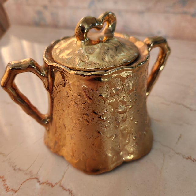 1960s Creamer + Sugar Set 22kt Weeping Gold Bel Terr For Sale In San Diego - Image 6 of 12
