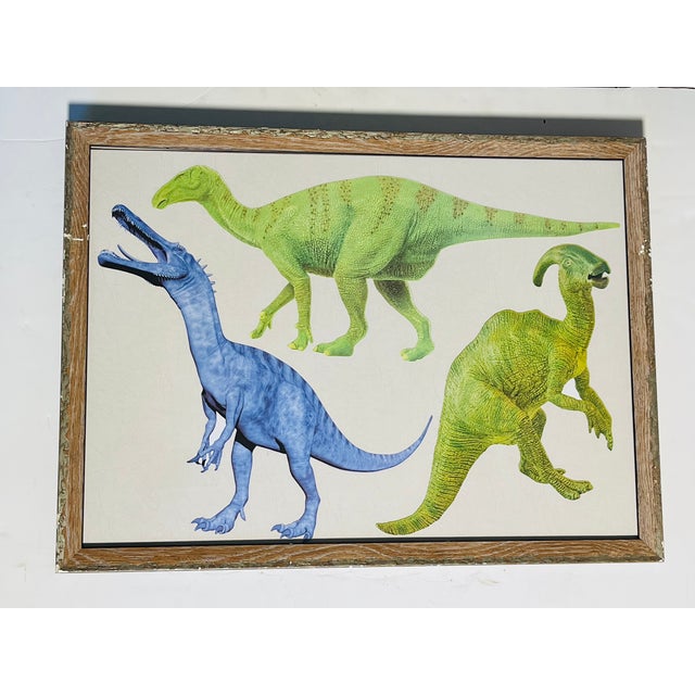 Modern 1970s Cool Pair of Jurassic Dinosaurs Collages Framed For Sale - Image 3 of 10