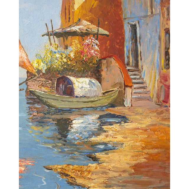 Wegener, Boats on the Lake, 1970s, Oil Painting on Canvas For Sale - Image 6 of 7