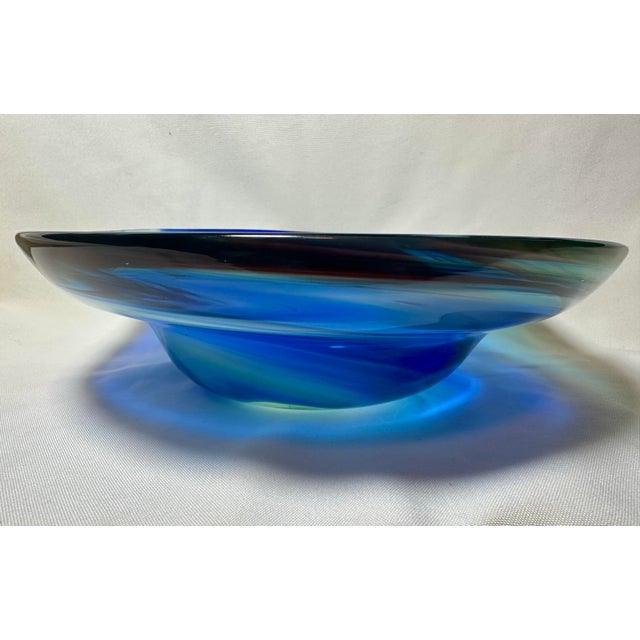 2000 - 2009 Early Caleb Siemon Signed Art Glass Centerpiece Bowl – Dated 2000 For Sale - Image 5 of 8
