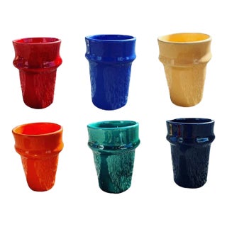 Set of 6 Moroccan Porcelain Cups For Sale
