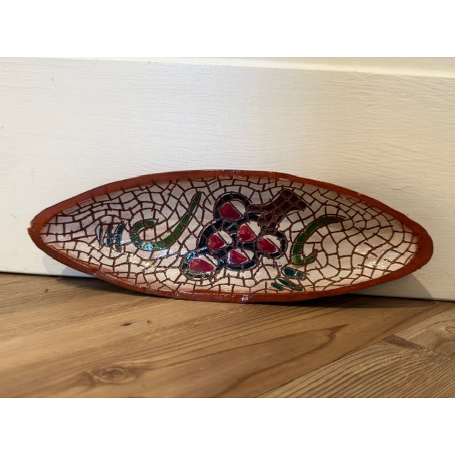 Vintage Glazed Ceramic and Mosaic Avocado Dish For Sale - Image 4 of 8
