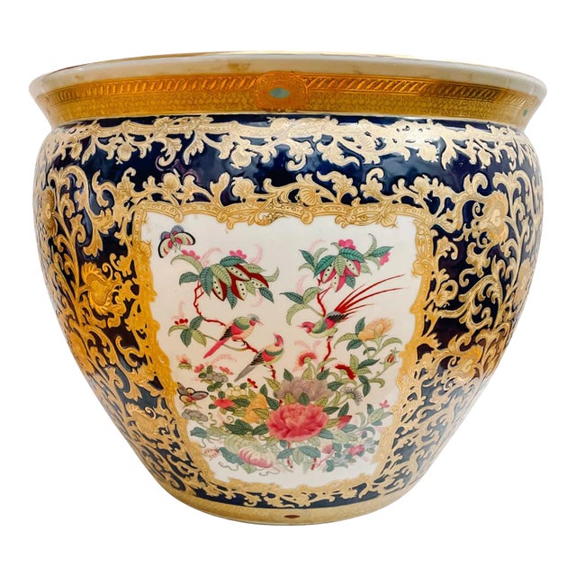 Large Scale Chinese Export Rose Canton Fish Bowl Planter For Sale