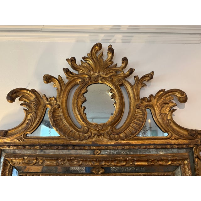 18th Century Italian Baroque Giltwood Mirror For Sale - Image 4 of 14
