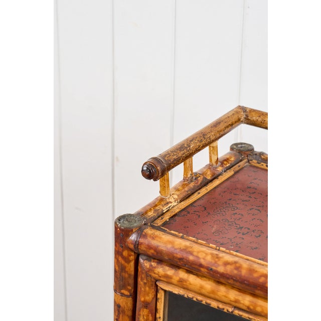 Antique Victorian Tiger Bamboo Glazed Bookcase Cabinet (C. 1870) For Sale - Image 10 of 15