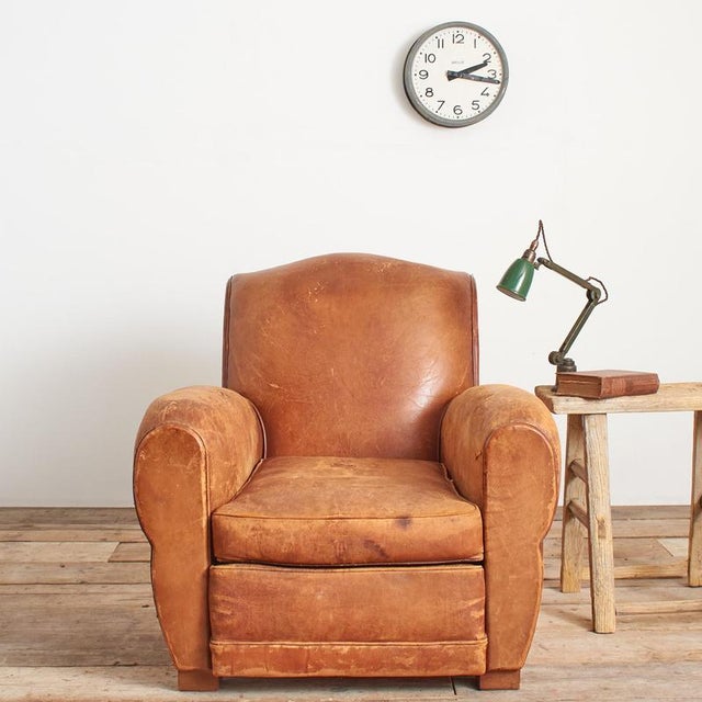 Vintage French Leather Club Chair, 1920s For Sale - Image 15 of 17