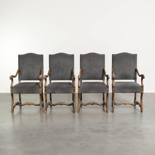 19th Century Dining Chairs with Fabric Seats and Armrests with Wood Carvings Os De Mouton, Set of 10 For Sale - Image 18 of 18