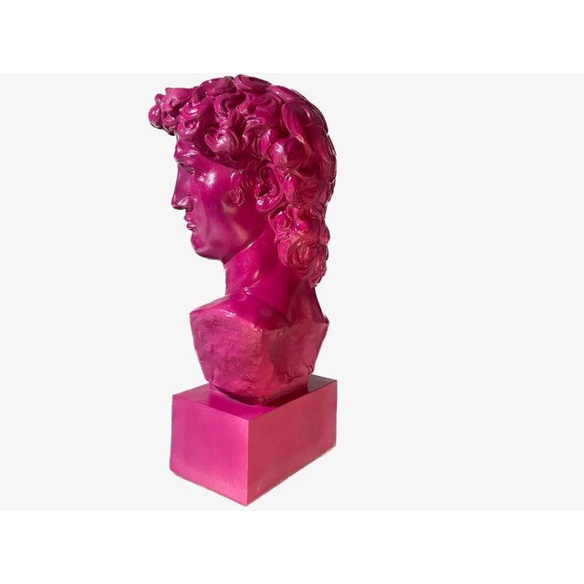 Raspberry Pink Vintage Pop Art Michelangelo’s David Bust in Post-Modern Neon Fuchsia Circa 1980s For Sale - Image 8 of 12